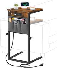 C Shaped End Table with Charging Station, 30” Adjustable Height Sofa Side Table Sofa Side Table price