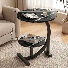 Sofa Side Table w/ storage shelf Modern Couch Table Lightweight 2-layer black Sofa Side Table price