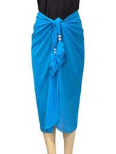 Jaqueline Arnaud Blue Women’s Swim Sarong Cover-Up Tasseled Detail Beach Pareo Pareо price