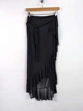 Bleu Rod Beattie Be Transparent Mesh Ruffle Wrap Pareo Cover Up in Black Size L Pareо price