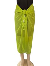 Jaqueline Arnaud Green Women’s Swim Sarong Cover-Up Tasseled Detail Beach Pareo Pareо price