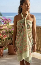 Cotton Hand Block Print Sarong Scarf Shawl Throw Boho Summer Beach Wrap Pareо price