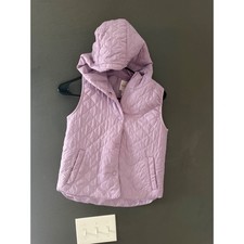 Cat & Jack Girls Lavender Heart Quilted Hooded Puffer Vest Purple Size L 10/12 Girls' Undershirt price