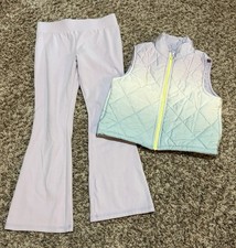 Carter's Girls 2pc Outfit Set 8/8A Purple Blue Ombre Quilted Zip Vest & Pants Girls' Undershirt price