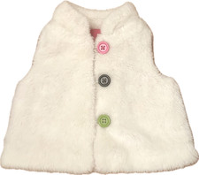 Gymboree Snow Kitty Faux Fur White Vest Buttons Satin Lining Cozy Girls 18-24M Girls' Undershirt price