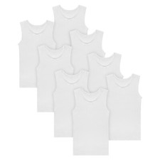 Buyless Fashion Big Girls Tagless Cami Scoop Neck White Cotton Tank (8 Pack) Girls' Undershirt price
