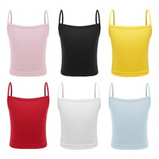 US Kids Girls Vest Slim Fit Top Casual Undershirt Spaghetti Straps Crop Ribbed Girls' Undershirt price