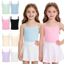 US Girls Camisole Vest Spaghetti Straps Dance Tank Tops Workout Vest Undershirts Girls' Undershirt price