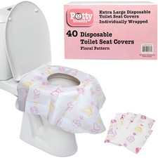 Potty Shields Toilet Seat Covers Disposable (40 Pack, Floral) XL Waterproof Baby Potty price