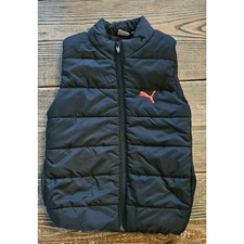 Puma Puffer Vest Boys 5/6 XS Black Full Zip Lightweight Packable Winter Jacket Boys' Vest price