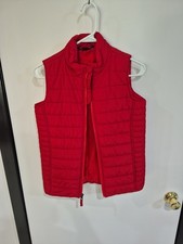 Lands End Down Puffer Vest Unisex Kids 10-12 Jacket Full Zip Red Youth Boys' Vest price