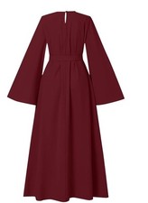 Ladies burgundy Large Size Belted Flounce Sleeve Long Abaya / Maxi Dress Abaya price