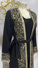 Abaya Cardigan Embroidery Arabic Letters Women's Modest Abaya Dress 2 Pieces Set Abaya price