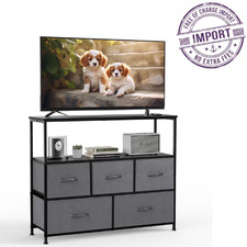 GIANNA TV Cabinet Stand, 5 Fabric Drawers & Adjustable Feet for Bedroom, Grey TV Unit / Stand price