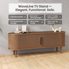 Walnut 63in Fluted TV Stand Vertical Anti-Collision Door Handles Media Unit TV Unit / Stand price