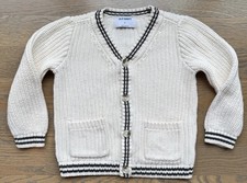 Old Navy Boys 5T Cardigan Sweater White Black 100% Cotton Button Front Striped Boys' Cardigans price