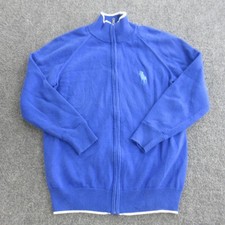 Polo Ralph Lauren Sweater Boys 10-12 Blue Full Zip Mock Neck Knit Cardigan Boys' Cardigans price