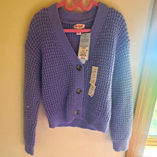 Cat & Jack Blue Cardigan Sweater S 6/7 Waffle-Knit Button Front V-Neck Boys' Cardigans price