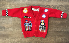 The Eagle's Eye Vintage Red Acrylic Knit Train Button V-Neck Cardigan 2T Boys' Cardigans price