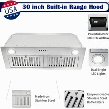 Built-in / Insert Range Hood 30 inch Integrated Hood 600 CFM 3-speed Vented hood Built-in Range Hoods price