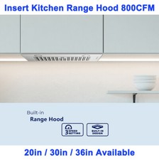 20/30/36 inch Range Hood Insert/Built-in 800CFM Kitchen Vent 3-Speed LEDs Sliver Built-in Range Hoods price