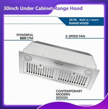 30in Insert Range Hood Kitchen Built in Fan 800CFM 3-Speed w/LEDs New Built-in Range Hoods price