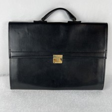 Amiet Swiss Black Leather Briefcase Portfolio File Folder Document Bag Lock 15" Briefcase price