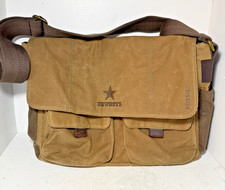 Fossil Brown Leather Messenger Bag Commuter Laptop Briefcase Dallas Cowboys Briefcase price