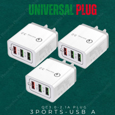 Multiple 3-Port USB AC Plug Quick Charger Block Universal Phone Cube 18W Box Lot Mobile Phone Charger price