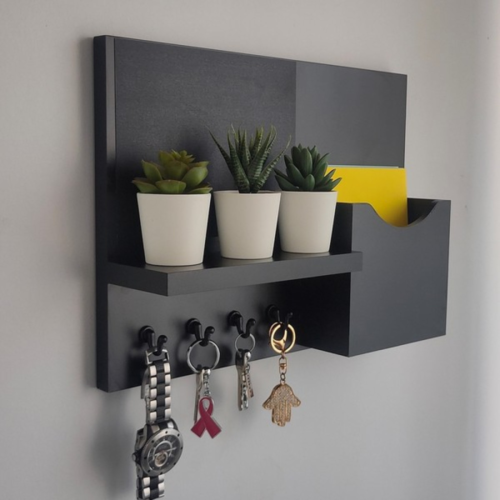 Eblo Home 40 cm Siyah Kara Tahta Antre Askılık Anahtarlık Eşya Saklama / Düzenleme Fiyatı
