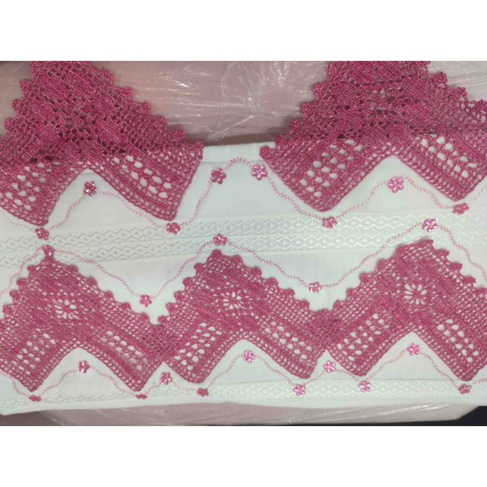 Ebrar Çeyiz Çeyizlik Havlu - 10 x 60 cm - Beyaz - Fuşya El / Yüz Havlusu Fiyatı