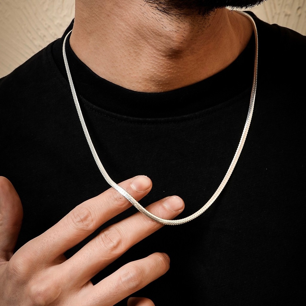 Ebrar Silver Gümüş Balık Sırtı Kolye 925 Ayar Gümüş Balıksırtı Model Unisex Zincir - 70 Gümüş Kolye Fiyatı
