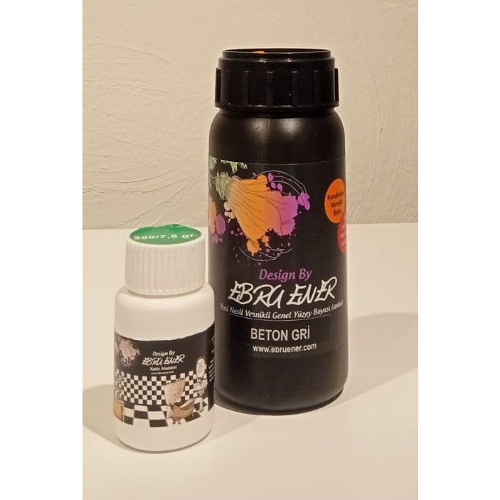 Ebru Ener Anka Yeni Nesil Vernikli Genel Yüzey Boyası 250 Gr. ve Katkı Maddesi 7,5 Gr. - Beton Gri Diğer Fiyatı