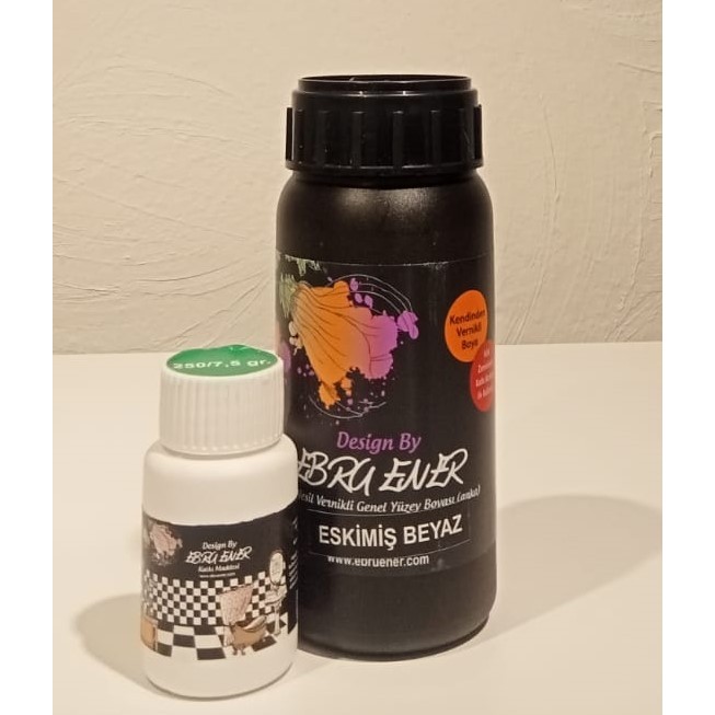 Ebru Ener Anka Yeni Nesil Vernikli Genel Yüzey Boyası 250 Gr. ve Katkı Maddesi 7,5 Gr. - Eskimiş Beyaz Diğer Fiyatı