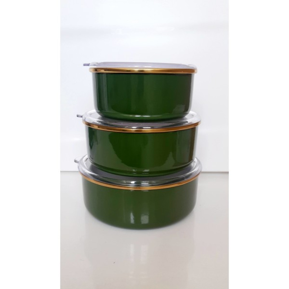 Ebru Metal Ahir Ticaret Nostalji Gold Emaye Saklama Kapı 3'lü - Yeşil Saklama Kapları Fiyatı