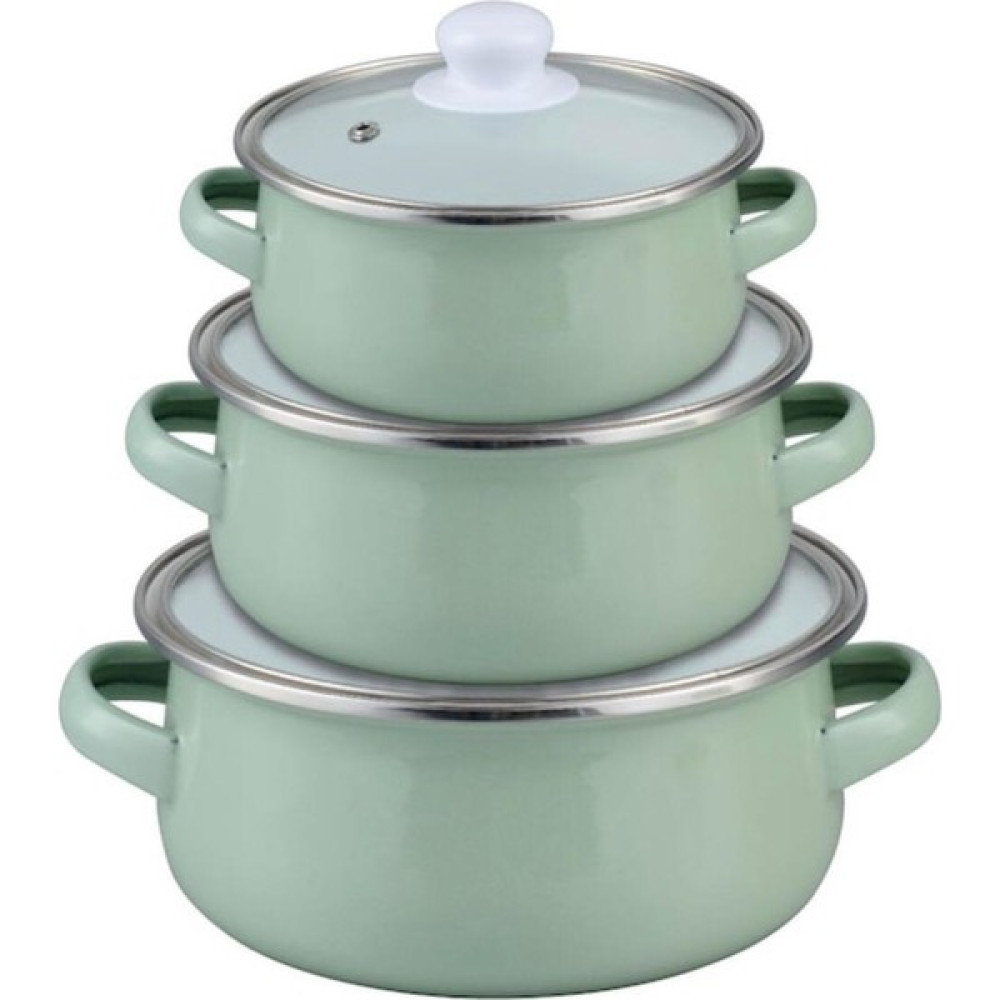 Ebru Metal Emaye Mini 3’lü Mama Tencere Takımı - Yeşil - 12 cm-14 cm-16 cm Tencereler Fiyatı