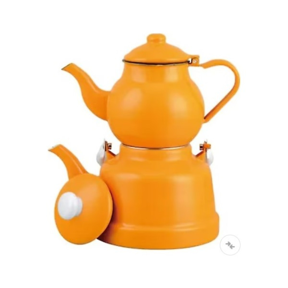 Ebru Metal Hardal Sarısı Orta Boy Emaye Çaydanlık Tk 1,1/2,5 Lt Çay / Çaydanlık Setleri Fiyatı
