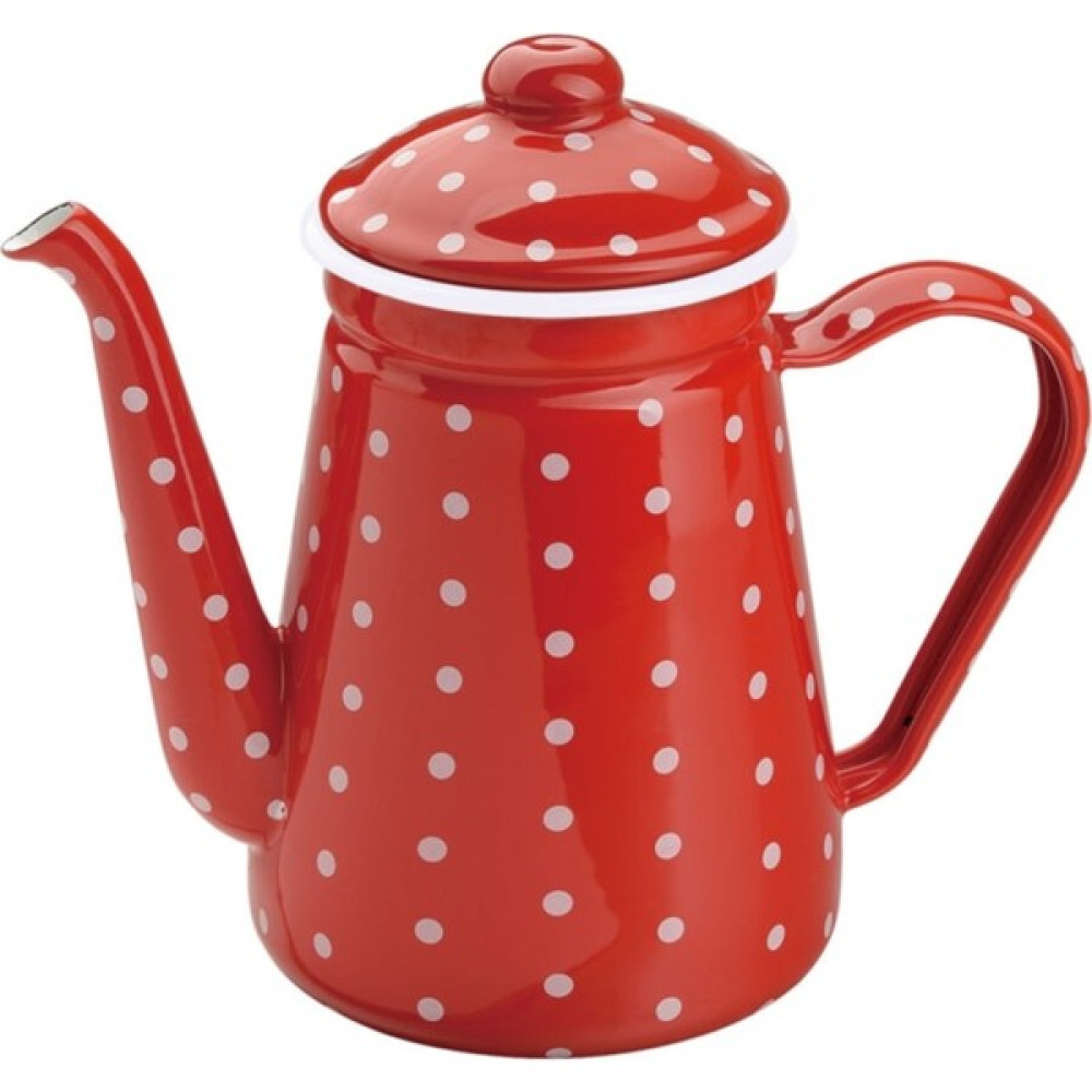 Ebru Metal Mass Emaye Kahve Demliği - 1.2 Litre - Kırmızı Puantiyerli Çay / Çaydanlık Setleri Fiyatı