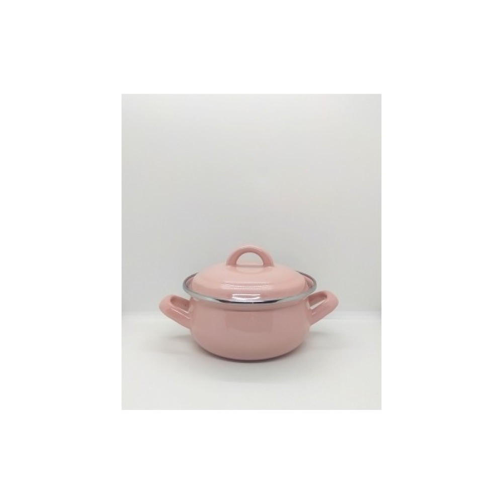 Ebruli Emaye Pembe Mini Mama Yumurta Haşlama Saklama Emaye Tencere 14 cm Tencereler Fiyatı