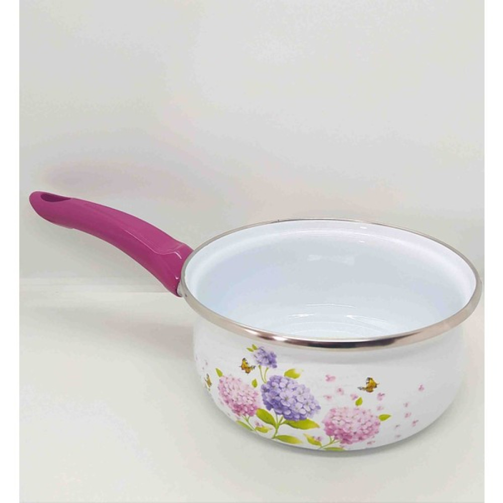 Ebruli Emaye Sümbül 1250 ml Ölçekli Emaye Sosluk Tava Pembe Saplı - Kırmızı Tavalar Fiyatı