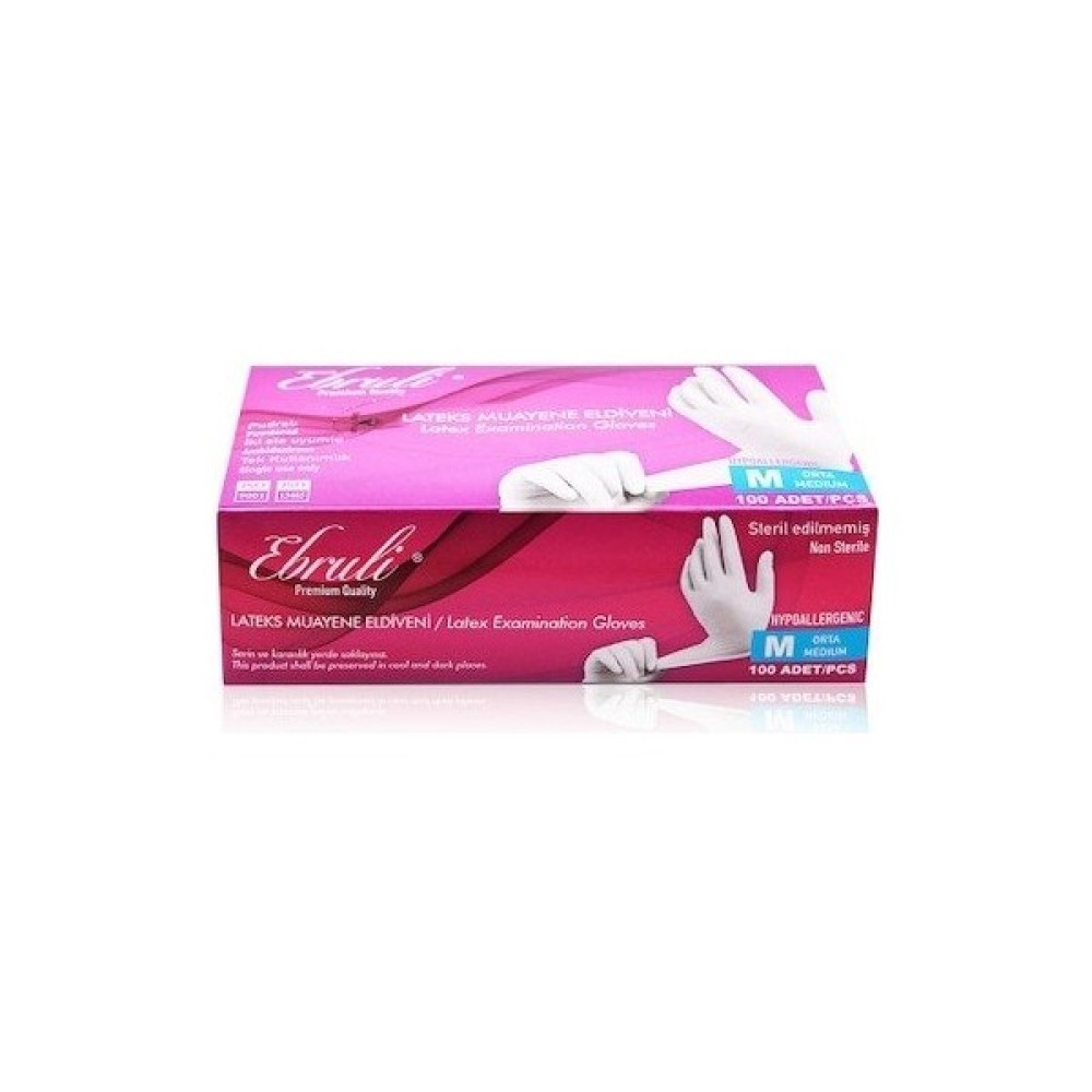Ebruli Lateks Pudralı Eldiven 100'lü x 20 (Medium) - Beyaz - M Oto Boyaları Fiyatı