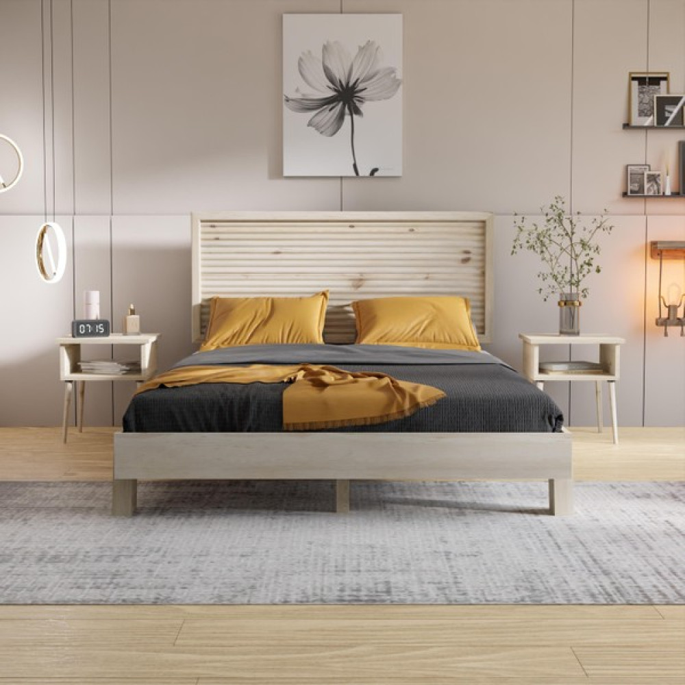 Ebruli Model Doğal Çam Ahşap Karyola - 160 x 200 cm Karyola Fiyatı