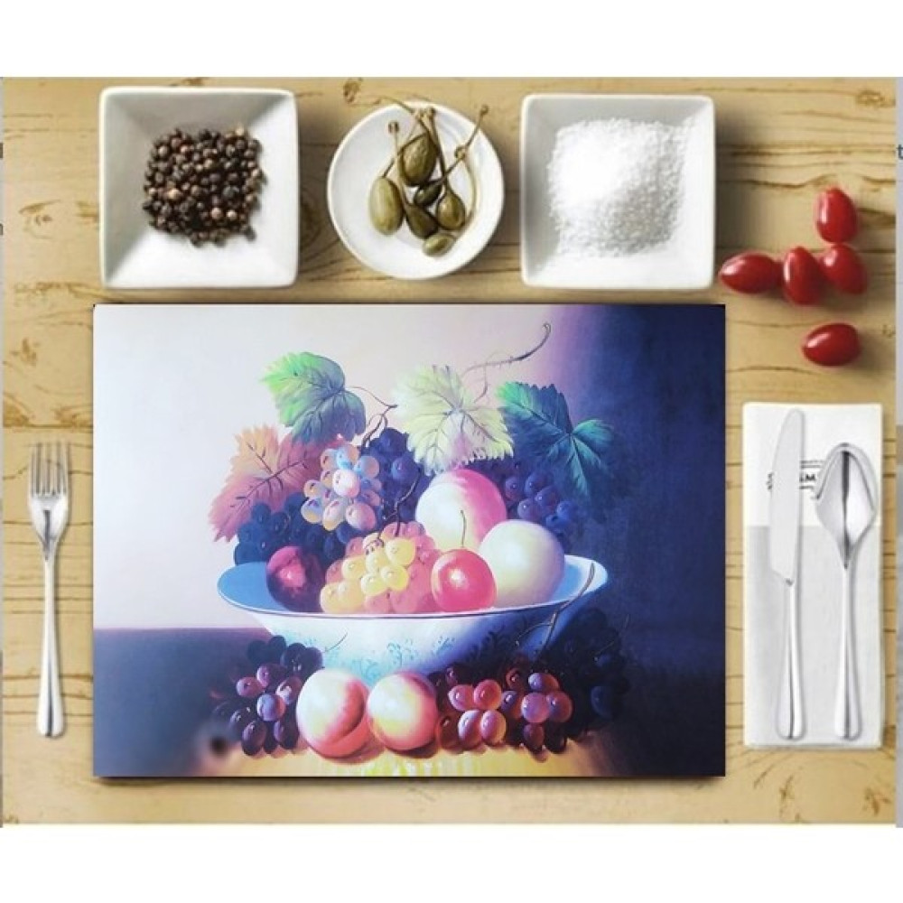 EbruliHomeArt 6'lı Pvc Plastik Silinebilir Amerikan Servis Meyveli Supla - 28 x 40 cm - Renkli Amerikan Servis Fiyatı