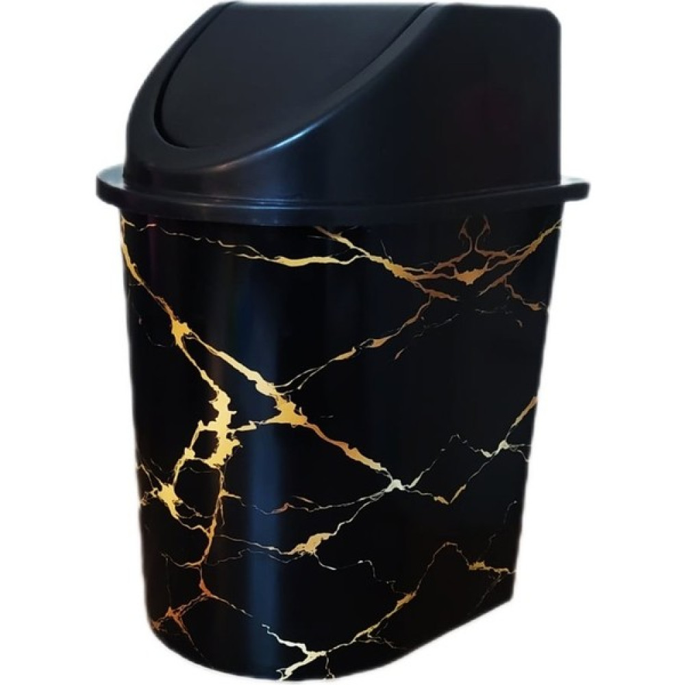 EbruliHomeArt Siyah Mermer Desenli Klik Çöp Kovası Mutfak Banyo Çöp Kutusu 3 Lt Çöp Kovaları Fiyatı