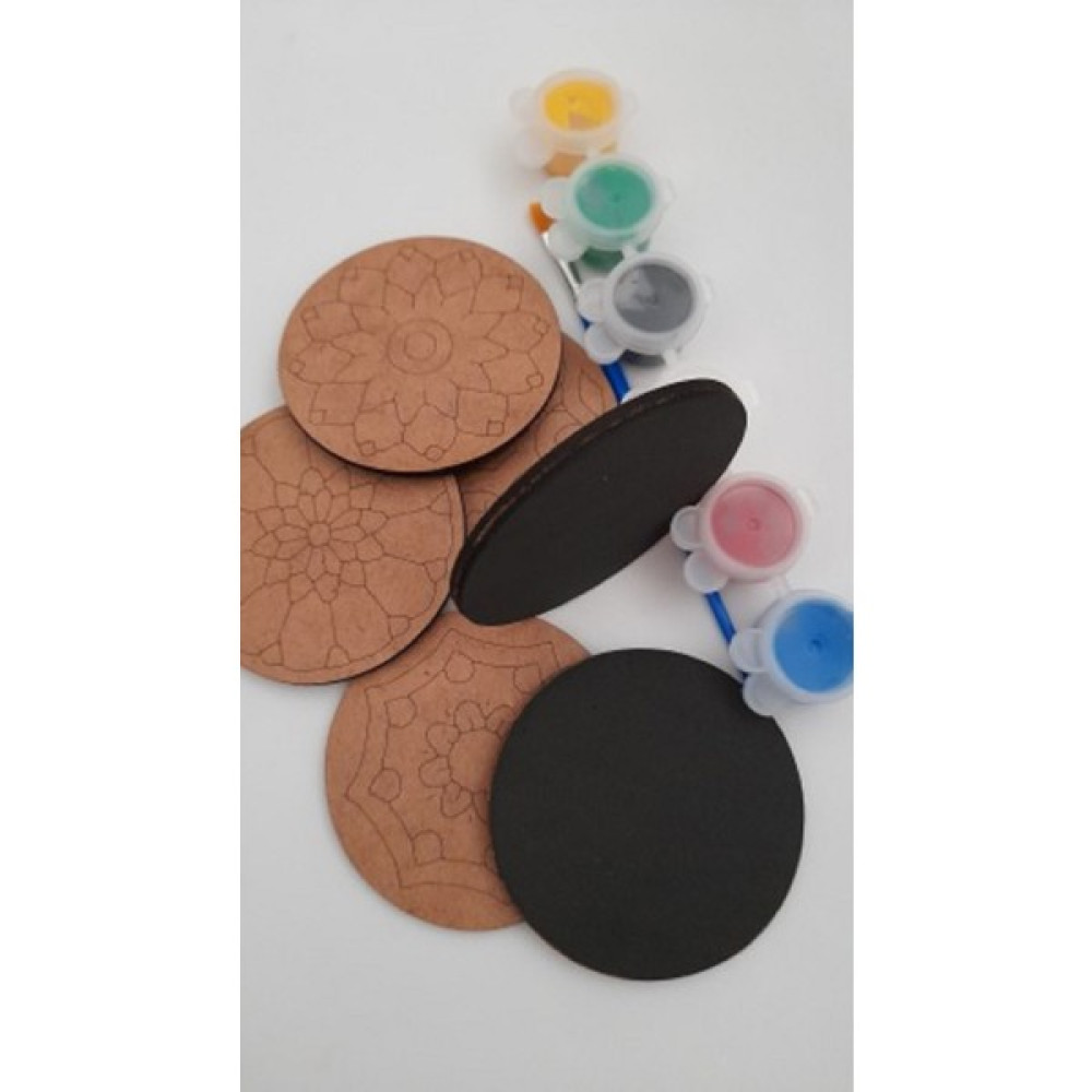 Ebrulisler Ahşap Boyama Mandala Temalı 6'lı Bardak Altlığı Hobi Seti 8,5 cm Sanatsal Malzemeler Fiyatı