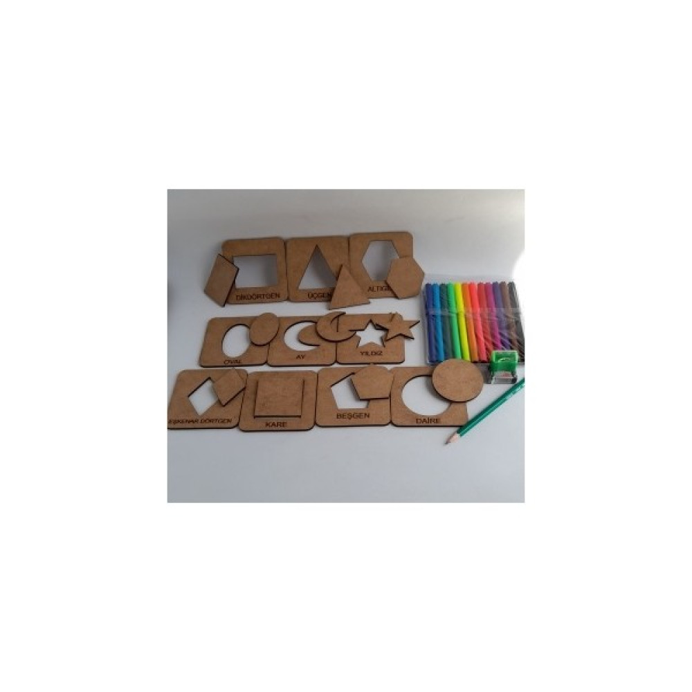 Ebrulisler Çocuklar Için Eğitici Ahşap Oyuncak Geometrik Şekiller Çizim El Sanatları Seti - Ahşap Desenli Bebek Oyuncakları Fiyatı