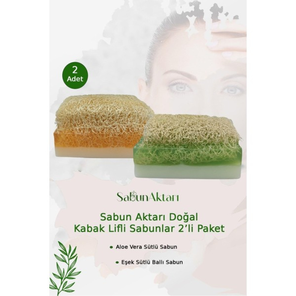 EC Shop Budukkanda Sabun Aktarı Doğal Kabak Lifli Sabunlar 2'li Paket - Eşek Sütlü Aloe Veralı - Eşek Sütlü Ballı Sabunlar Fiyatı