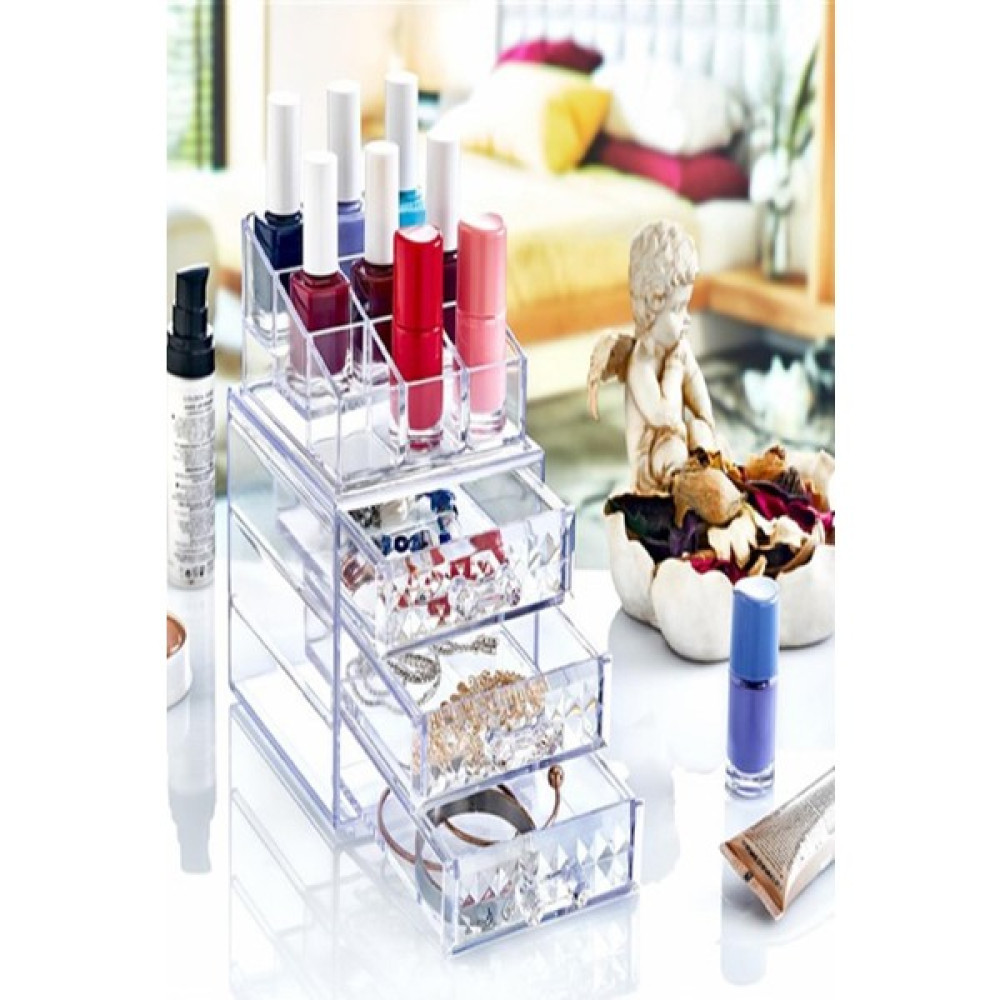 EC Shop Candyshine Diamond Premium 3 Çekmeceli Makyaj Organizeri Modern 3 Çekmeceli Kozmetik Düzenleyici Şı Makyaj Fırça ve Aksesuarları Fiyatı