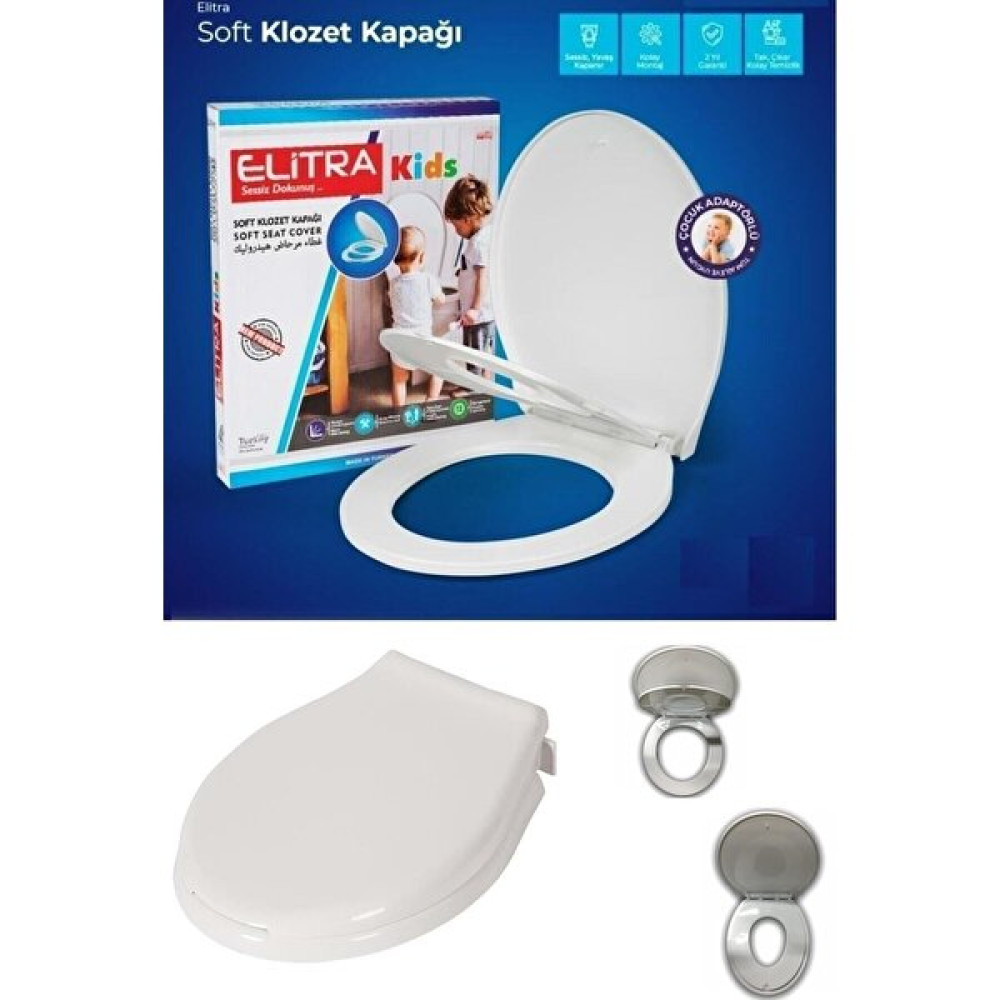 EC Shop Gökpa Yapı Elitra Kids Soft Çocuk Adaptörlü ve Yetişkin Yavaş Kapanan Klozet Kapağı Klozet Kapağı Fiyatı