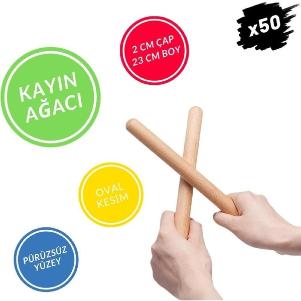 EC Shop Jetlegelsin Okul Öncesi Eğitici Ahşap Ritim Çubuğu 25 Çift 50 Adet Anaokulu Çocuk Etkinlik Perkusyo - Renkli Eğitici Oyuncak Fiyatı